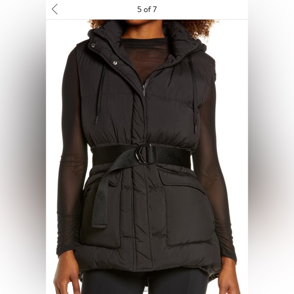 Zella recycled polyester puffer vest with belt, sparrow grey, size XL - Picture 6 of 12